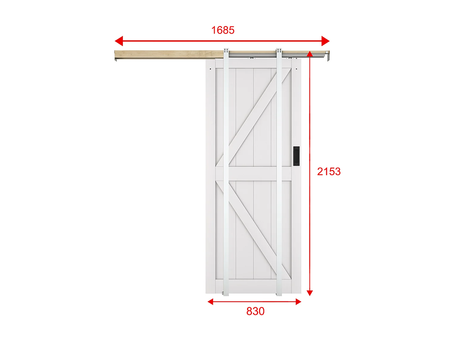 Porte coulissante avec système à galandage  en bois et MDF - blanc - H205 x 83 cm - NEFARA