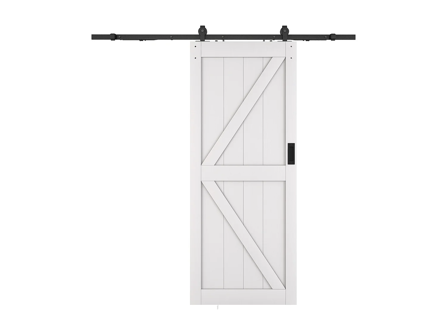 Schiebetür mit Laufschienensystem - Holz & MDF - Weiß - 205 x 83 cm - NEFARA