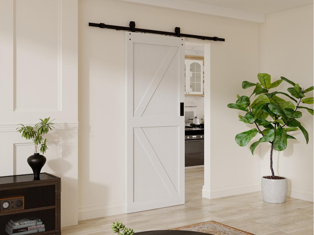 Drzwi przesuwne naścienne - Drewno i MDF - biały - wys. 205 x szer. 83 cm - NEFARA