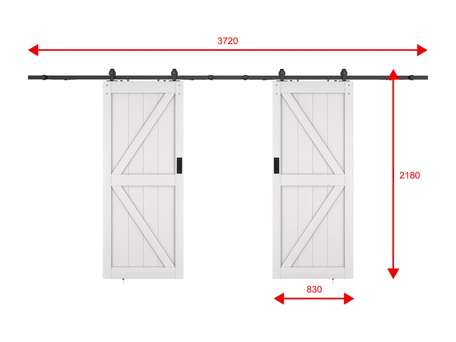 Porte coulissante double avec système en applique - Bois et MDF - blanc - 2 x H205 x 83 cm - NEFARA