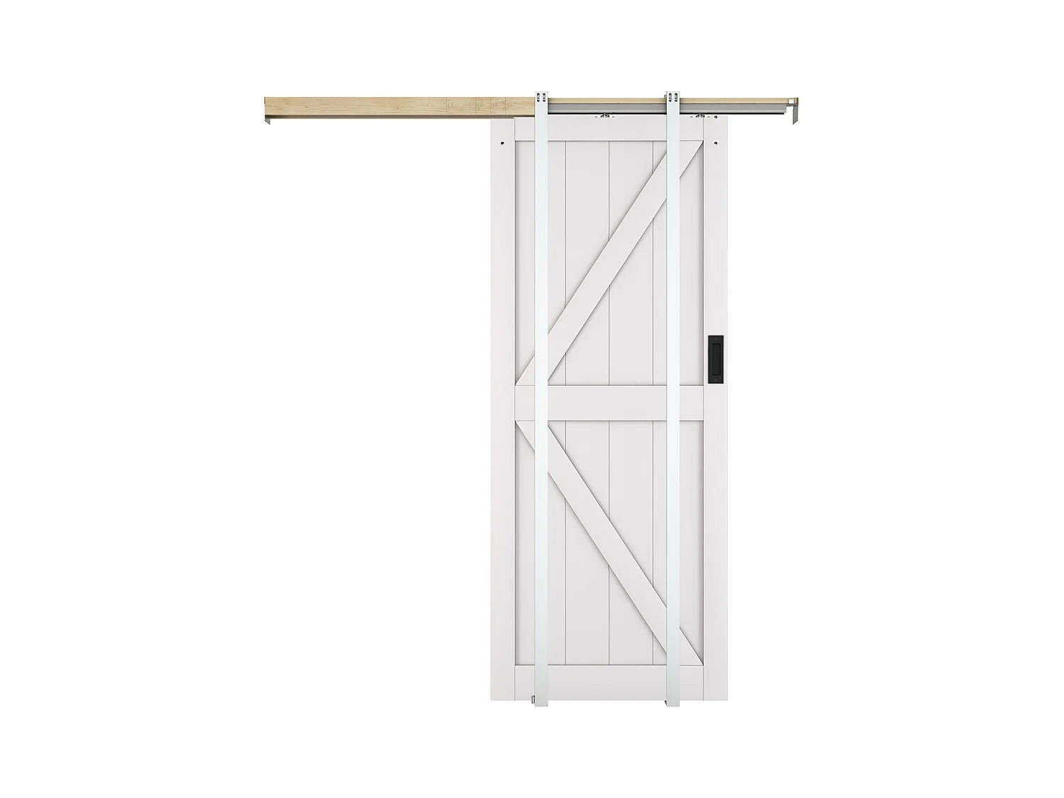 Drzwi przesuwne chowane w ścianie z drewna i MDF - biały - wys. 205 x szer. 93 cm - NEFARA