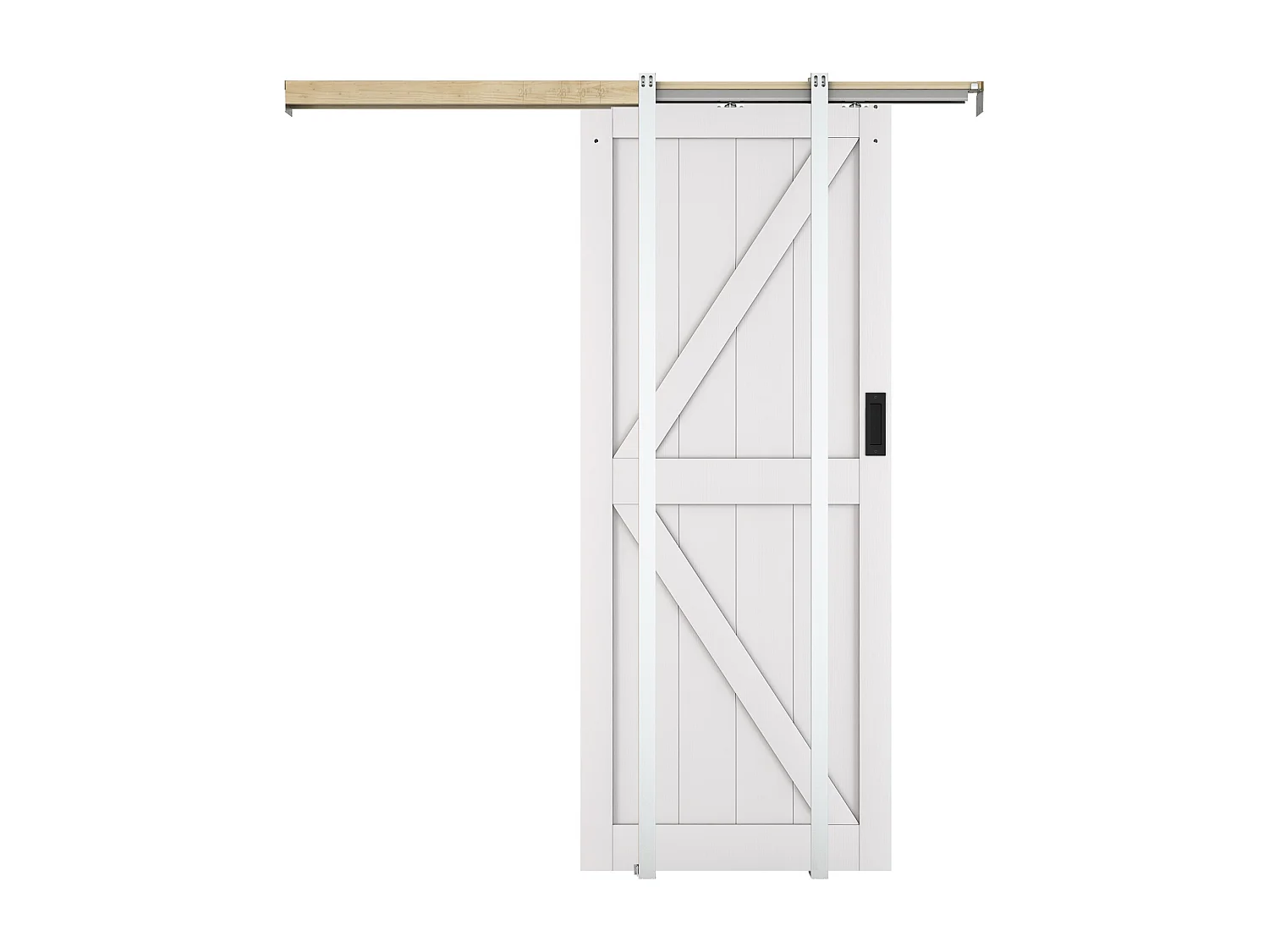 Porte coulissante avec système à galandage  en bois et MDF - blanc - H205 x 93 cm - NEFARA
