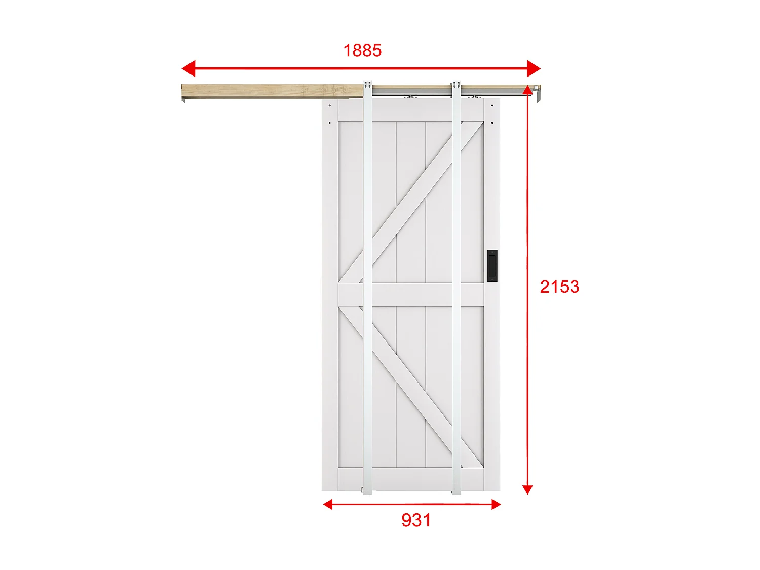 Porte coulissante avec système à galandage  en bois et MDF - blanc - H205 x 93 cm - NEFARA