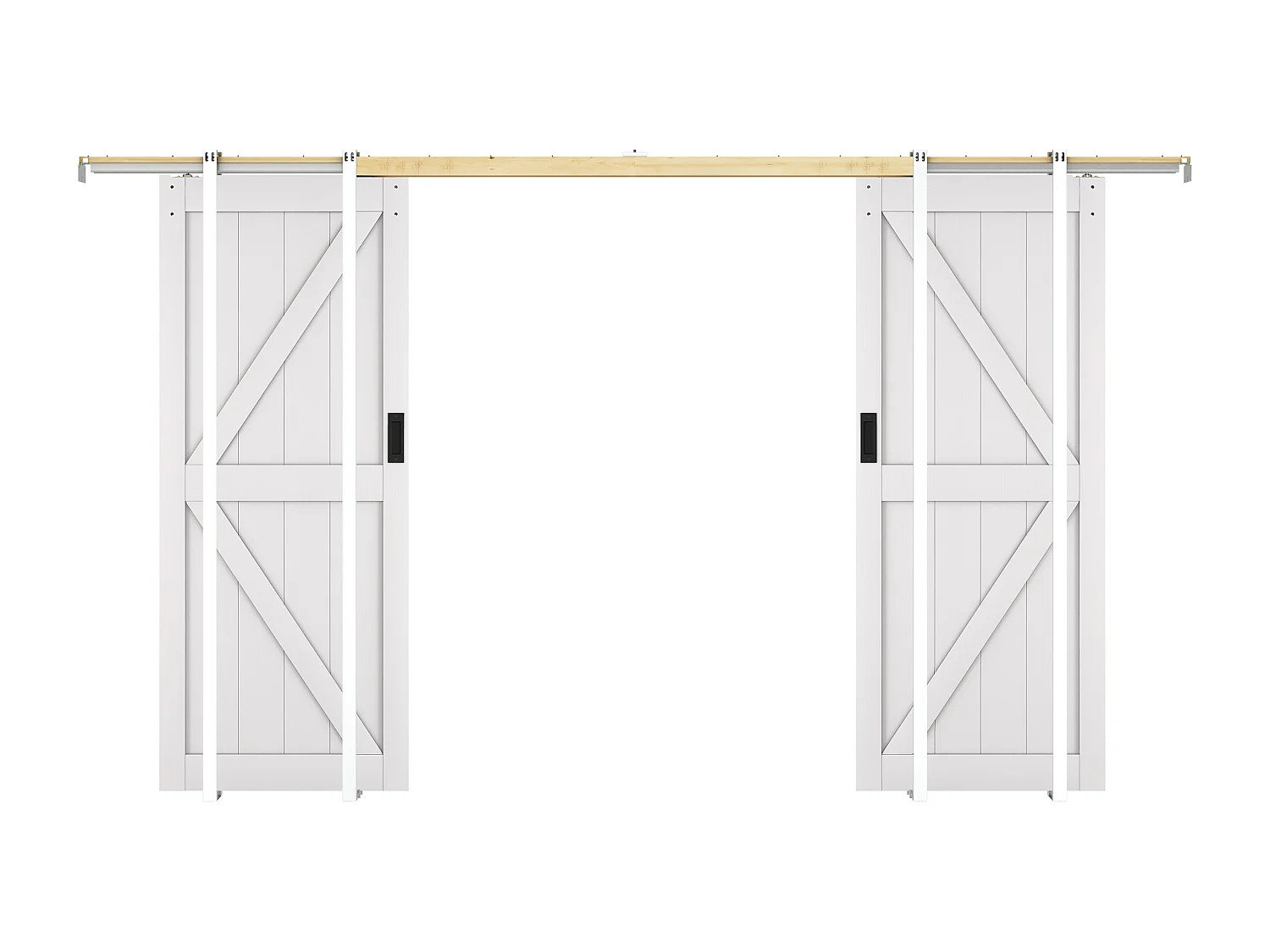 Porta scorrevole doppia con sistema a incasso 2 x H205 x 93 cm in Legno e MDF Bianco - NEFARA