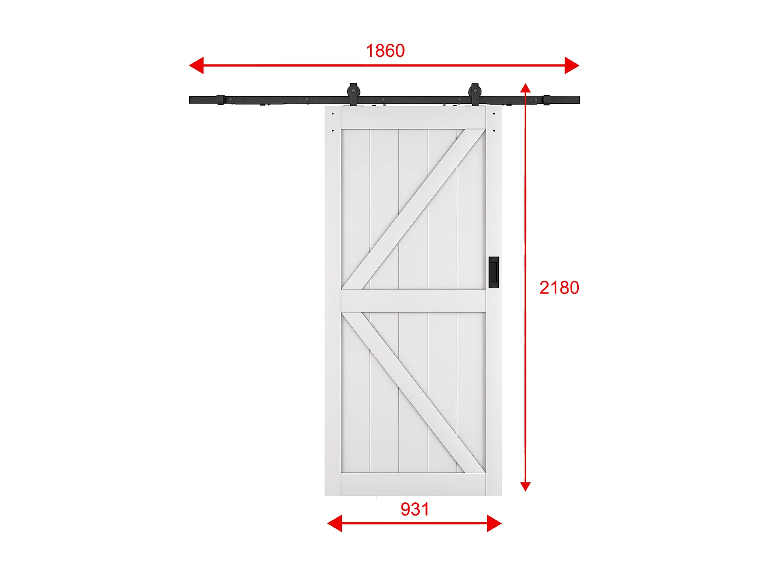 Porta scorrevole con sistema esterno muro H205 x 93 cm Legno e MDF Bianco - NEFARA