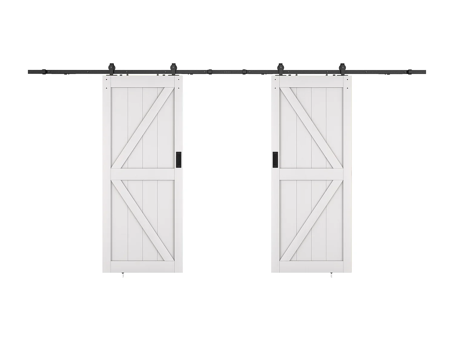 Porta de correr dupla com sistema em aplique madeira e MDF branco, 2 x A205 x C93 cm - NEFARA