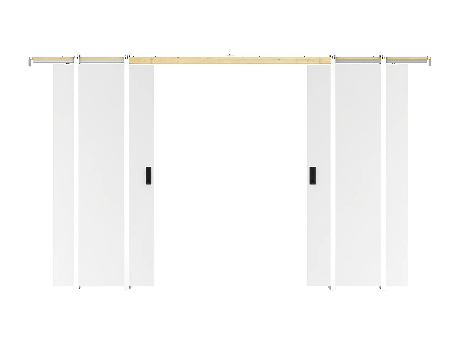 Puerta doble corredera empotrada - 2 x Alt. 205 x L63 cm - MDF + PVC Blanco - VARIN II