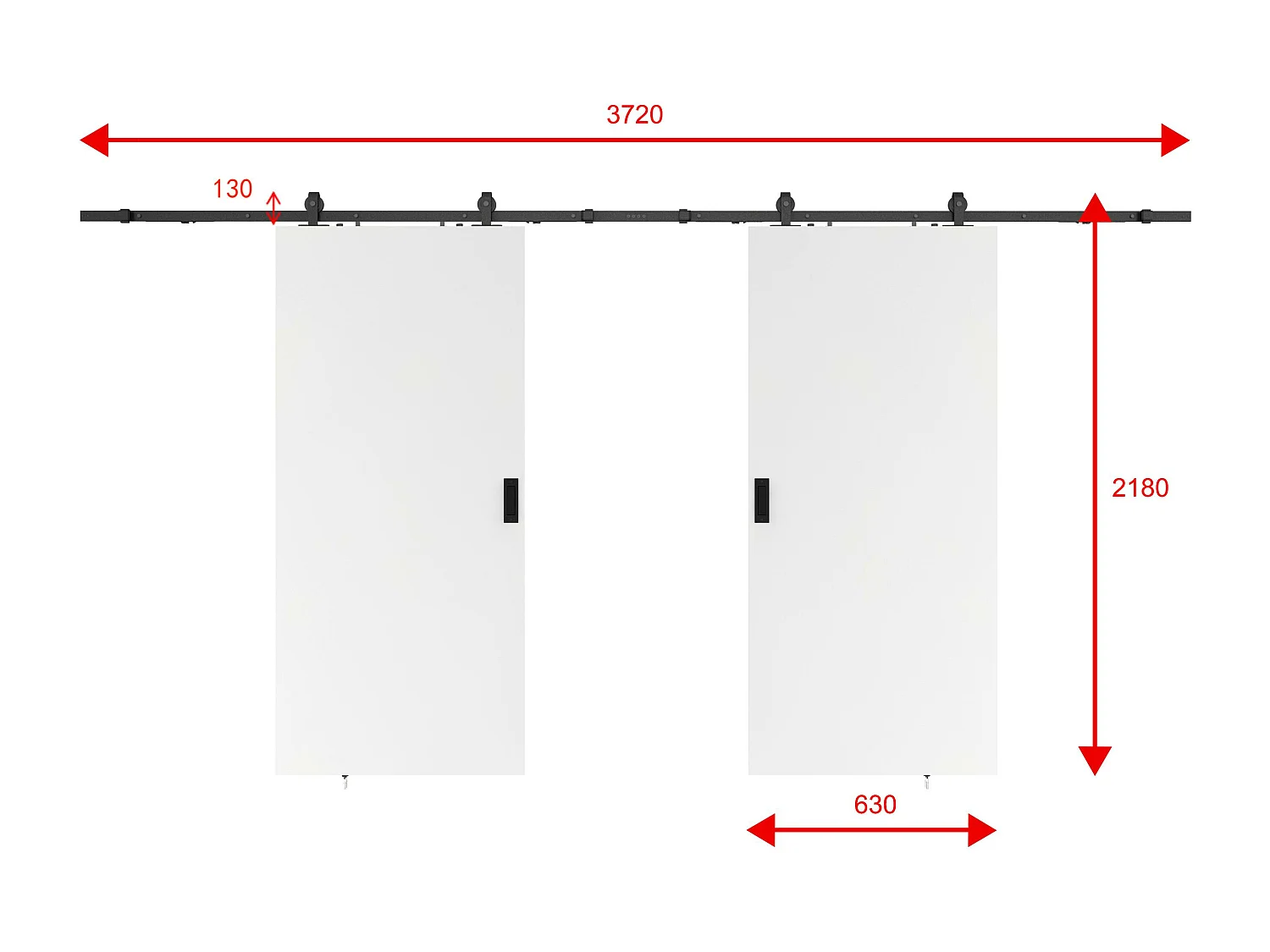 Puerta corredera doble vista - MDF + PVC Blanco - 2 x Alt. 205 x L63 cm - VARIN II