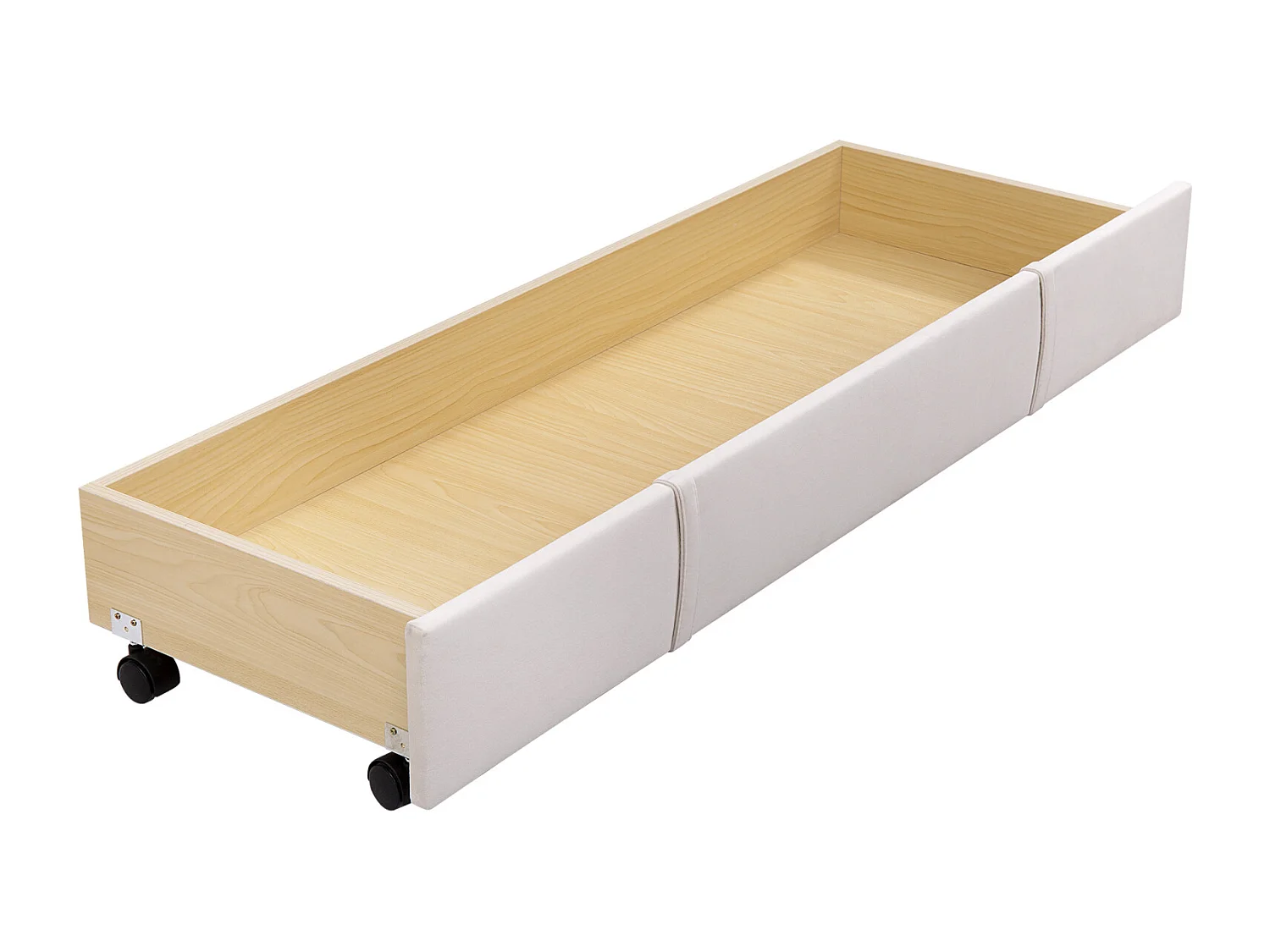 Letto imbottito 140*200 cm, testiera e cassettone, rete a doghe, tessuto in flanella morbido e delicato sulla pelle, beige