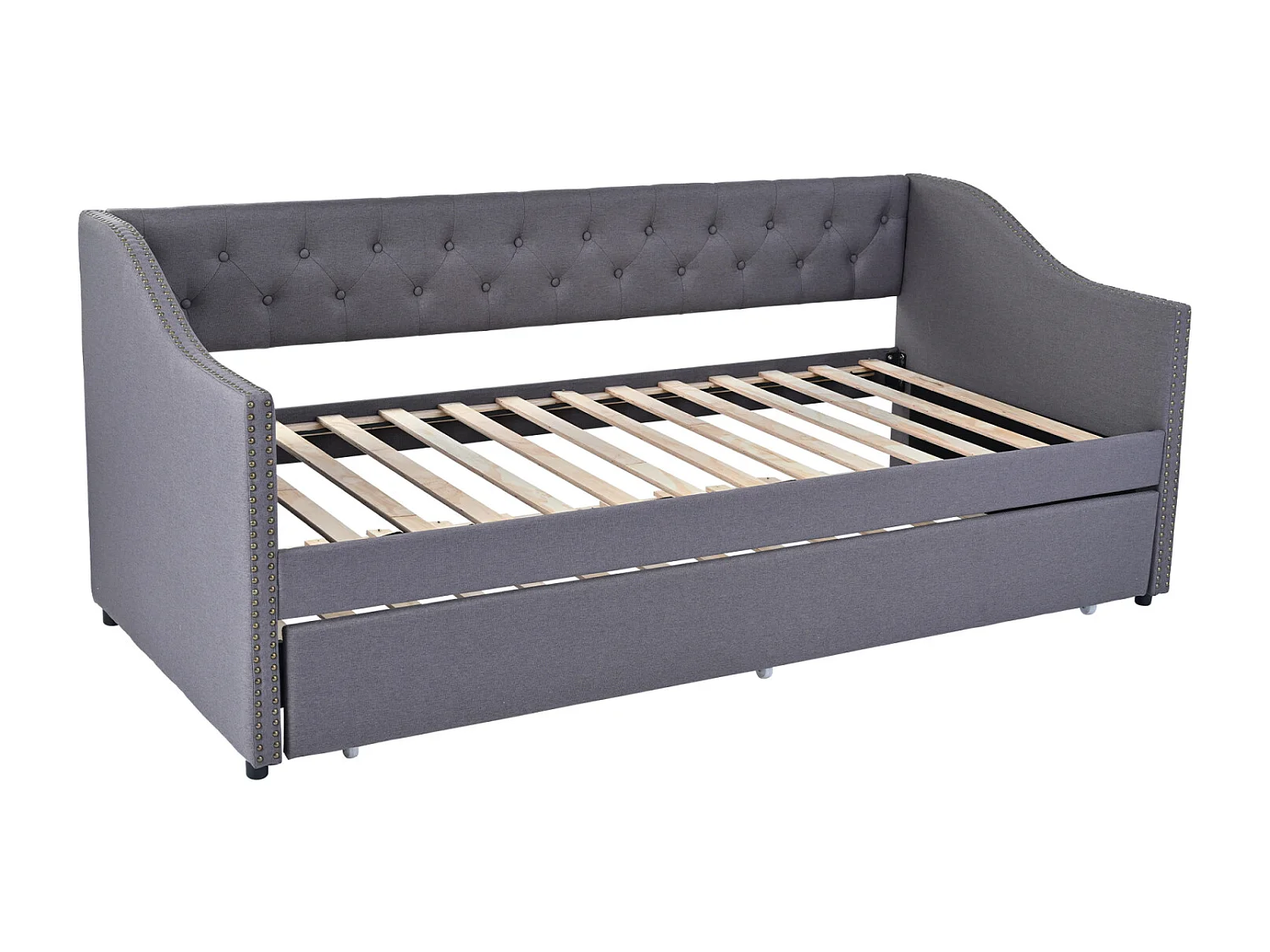 Divano letto per bambini 90x200 cm, divano letto estraibile, lino resistente all'usura, beige