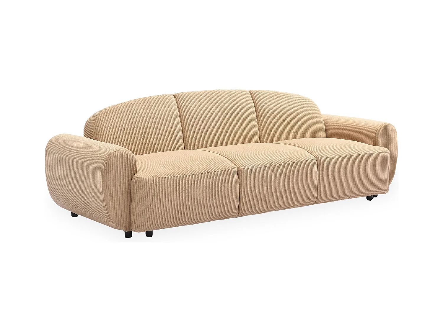 Schlafsofa 3-Sitzer Ausklappbarer Cordstoff Beige Oliver Modern und Bequem