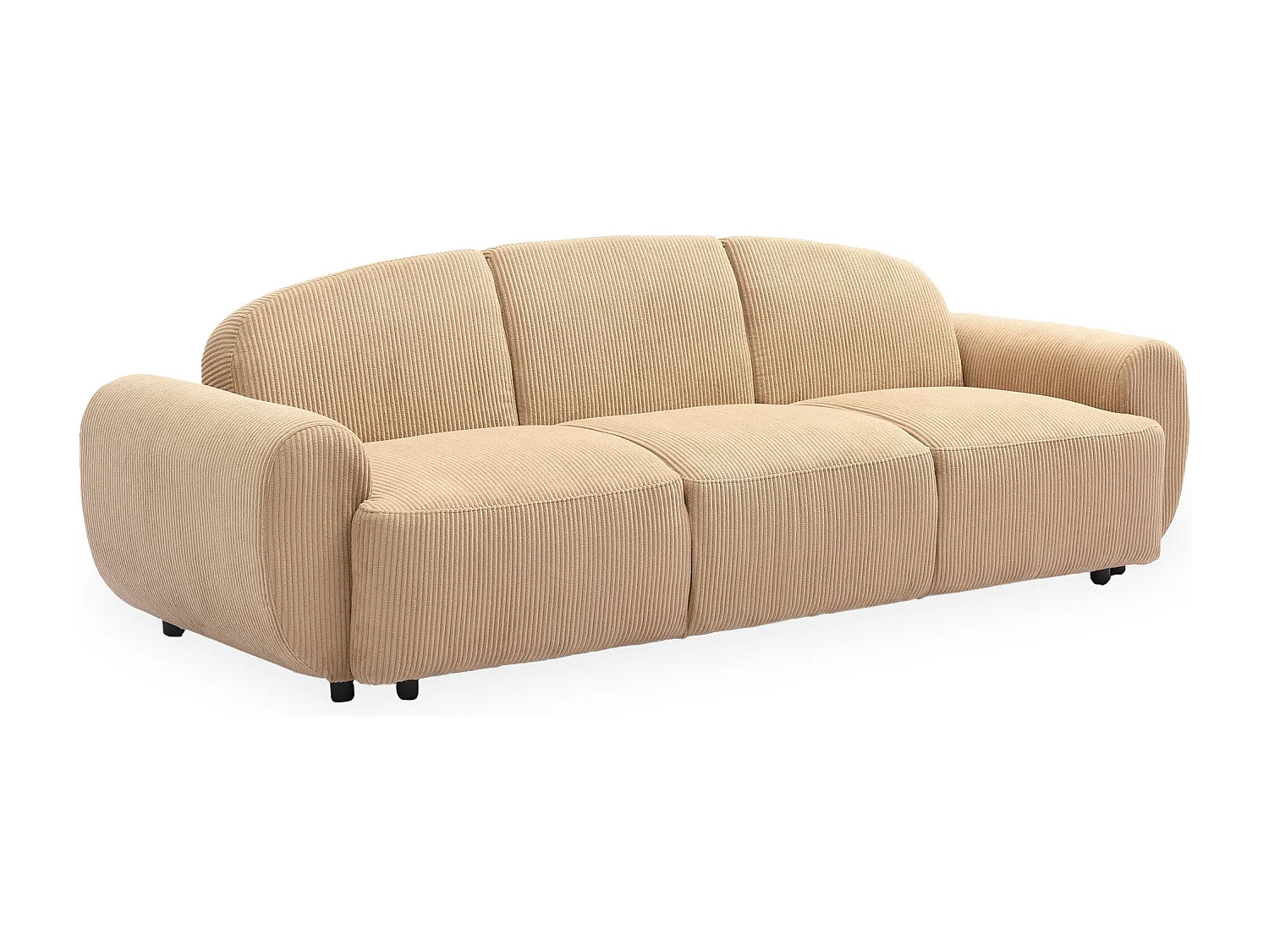Schlafsofa 3-Sitzer Ausklappbarer Cordstoff Beige Oliver Modern und Bequem