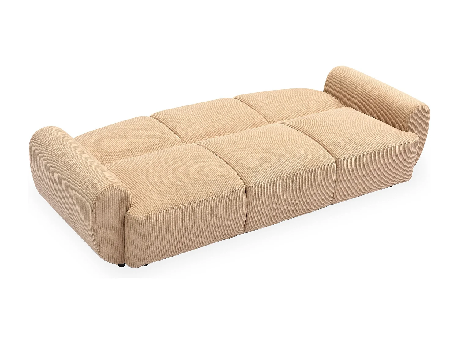 Schlafsofa 3-Sitzer Ausklappbarer Cordstoff Beige Oliver Modern und Bequem