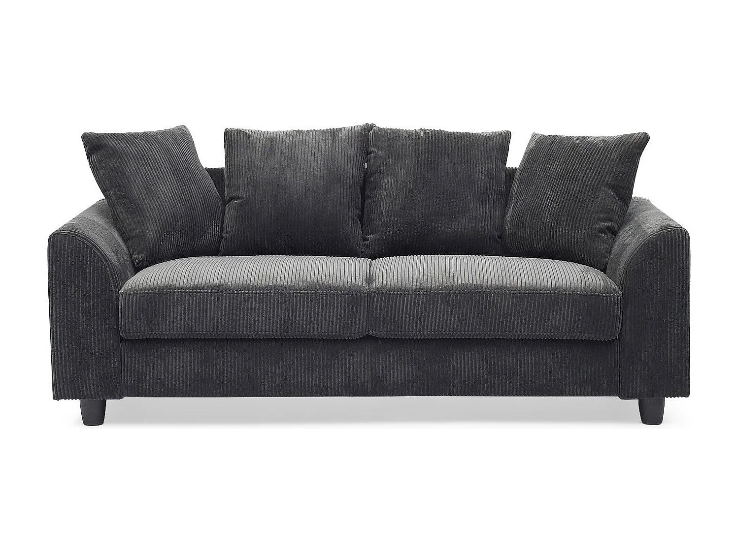 Zeitgenössisches 3-Sitzer-Sofa aus dunkelgrauem Ripp-Velours Mozart - Eleganz und moderner Komfort