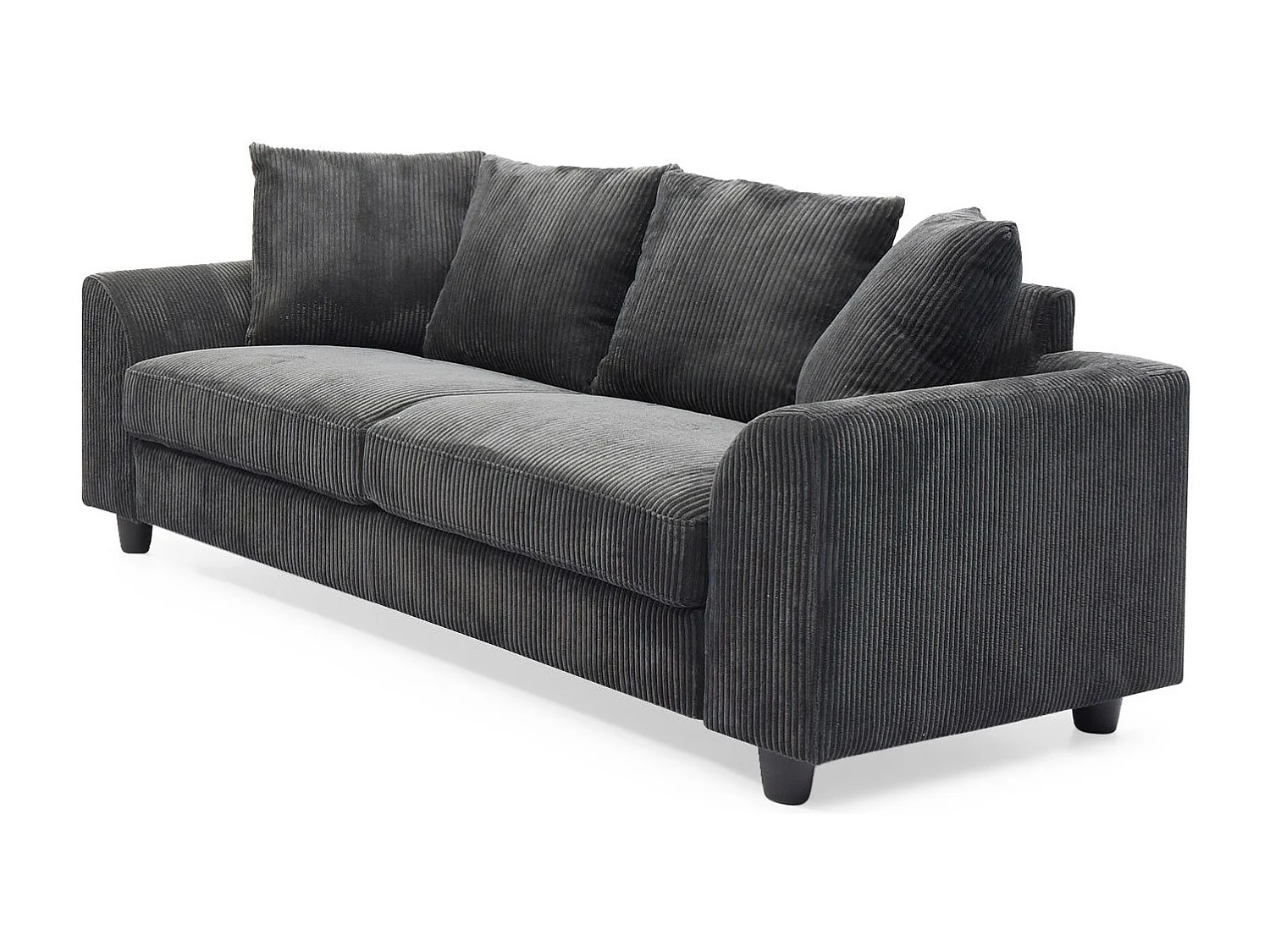 Zeitgenössisches 3-Sitzer-Sofa aus dunkelgrauem Ripp-Velours Mozart - Eleganz und moderner Komfort