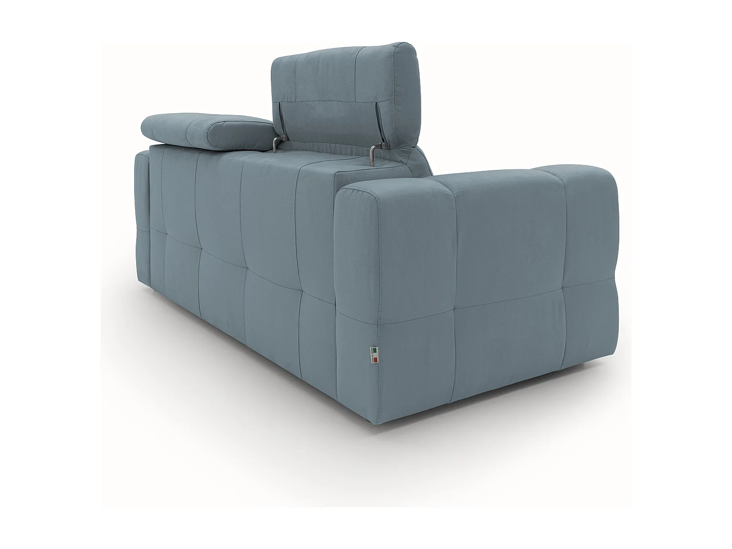 Kronos 2-Sitzer Sofa 173 cm mit ausziehbarer Ottomane und verstellbare Kopfstützen aus weicher wasserfester Mikrofaser T11 Baby Blau