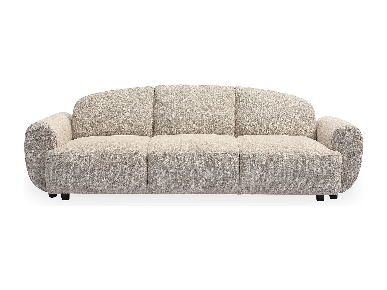 Canapé 3 places convertible dossier et accoudoirs arrondis Oliver Tissu texturé Beige