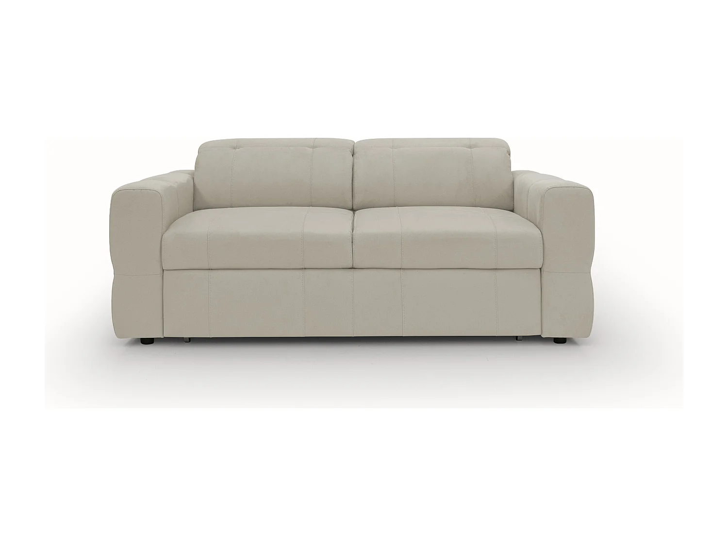 Kronos 3-SItzer-Sofa 193 cm mit ausziehbarer Ottomane und verstellbare Kopfstützen aus weicher wasserfester Mikrofaser T11 Creme