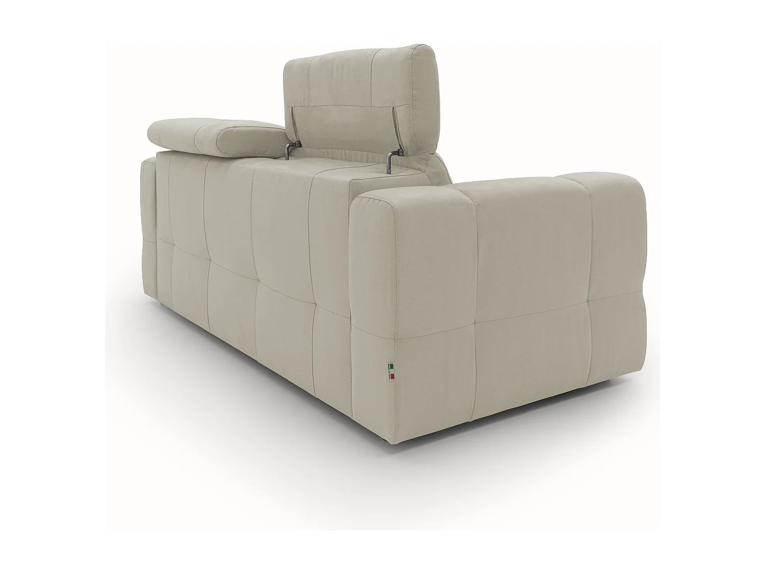 Kronos 3-SItzer-Sofa 193 cm mit ausziehbarer Ottomane und verstellbare Kopfstützen aus weicher wasserfester Mikrofaser T11 Creme