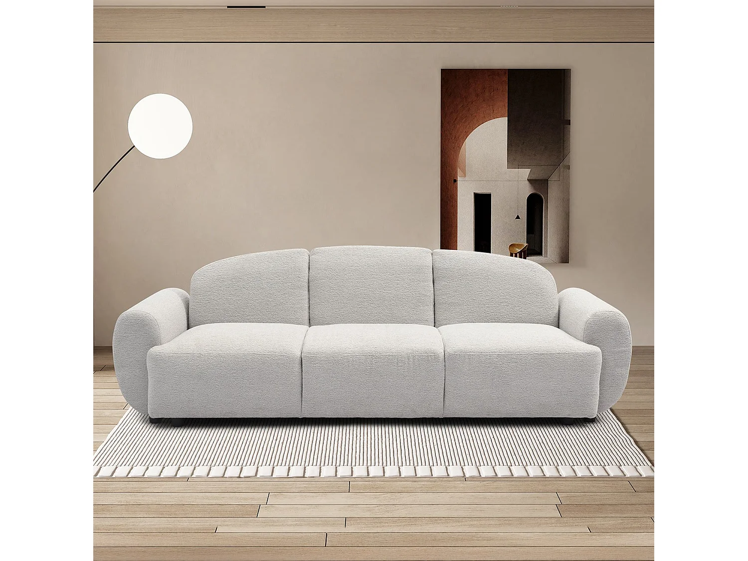 Sofá Cama 3 Plazas Convertible Oliver Tela Texturizada Gris - Diseño Moderno y Práctico