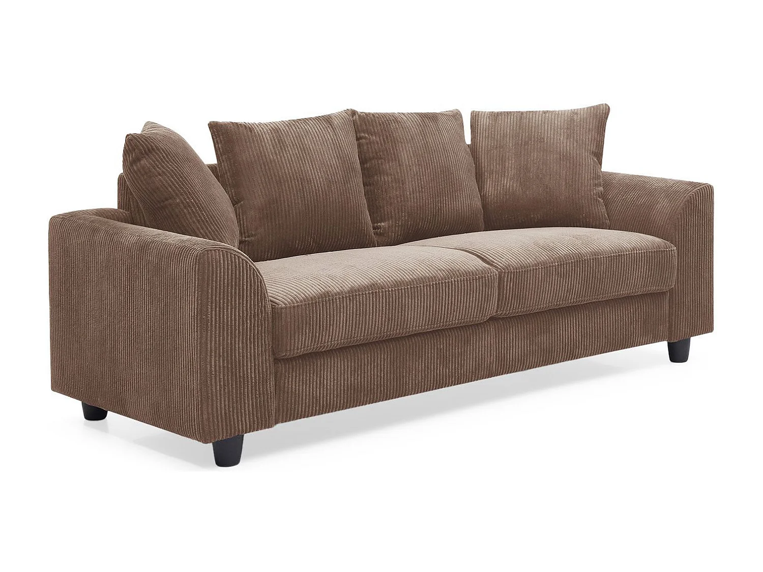 Zeitgenössisches 3-Sitzer-Sofa Mozart Cord Samt Braun Komfort und Eleganz