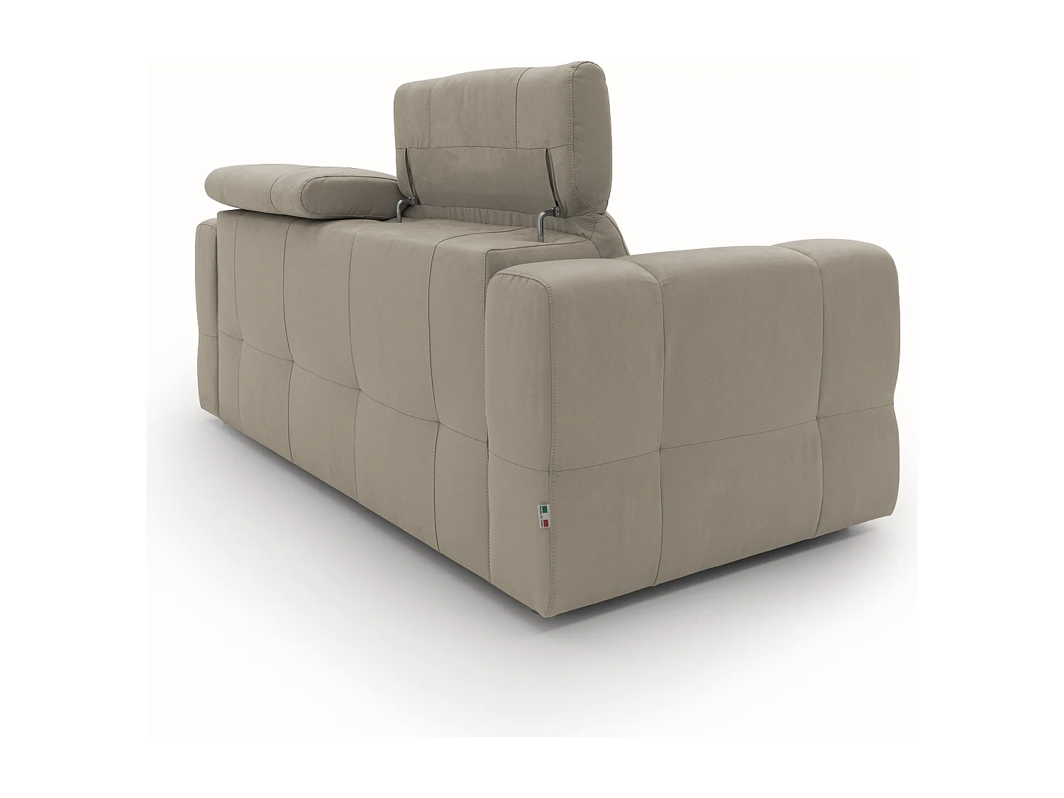 Kronos 2-Sitzer Sofa 173 cm mit ausziehbarer Ottomane und verstellbare Kopfstützen aus weicher wasserfester Mikrofaser T11 Graubeige