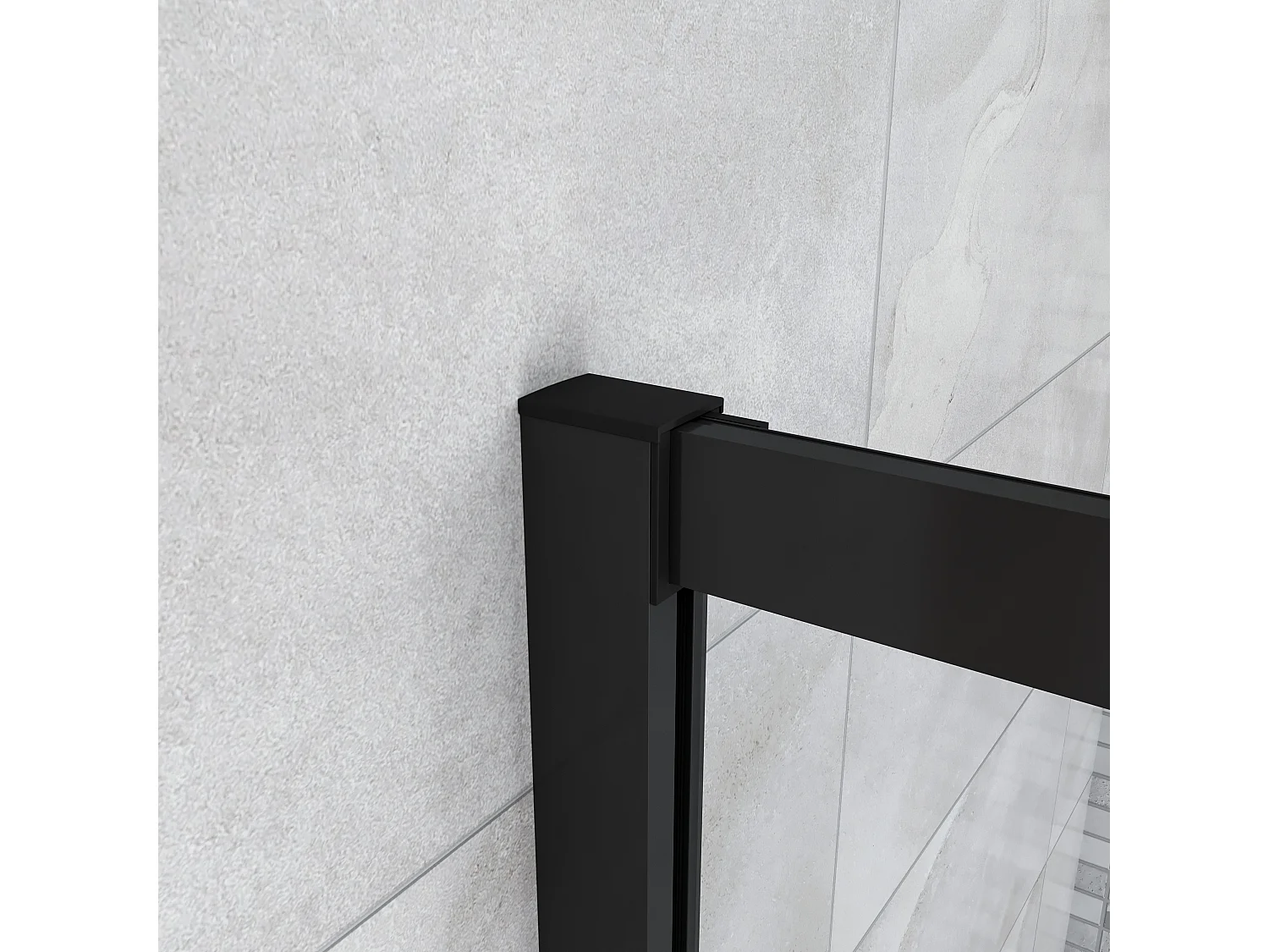 AICA Cabine de douche 90x90x200cm  accès d'angle - Noir Mat , porte de douche coulissante, en 6mm verre anticalcaire, cabine de douche noire