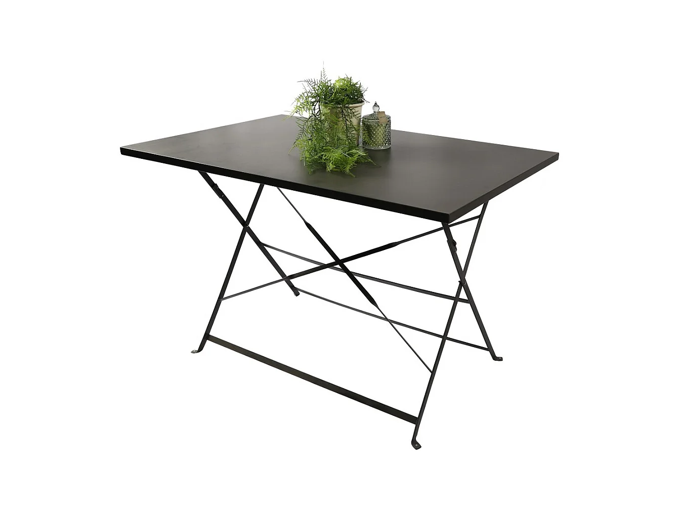 Table de jardin rectangulaire pliable – 110x70x70 cm – Métal gris – Pratique et résistante