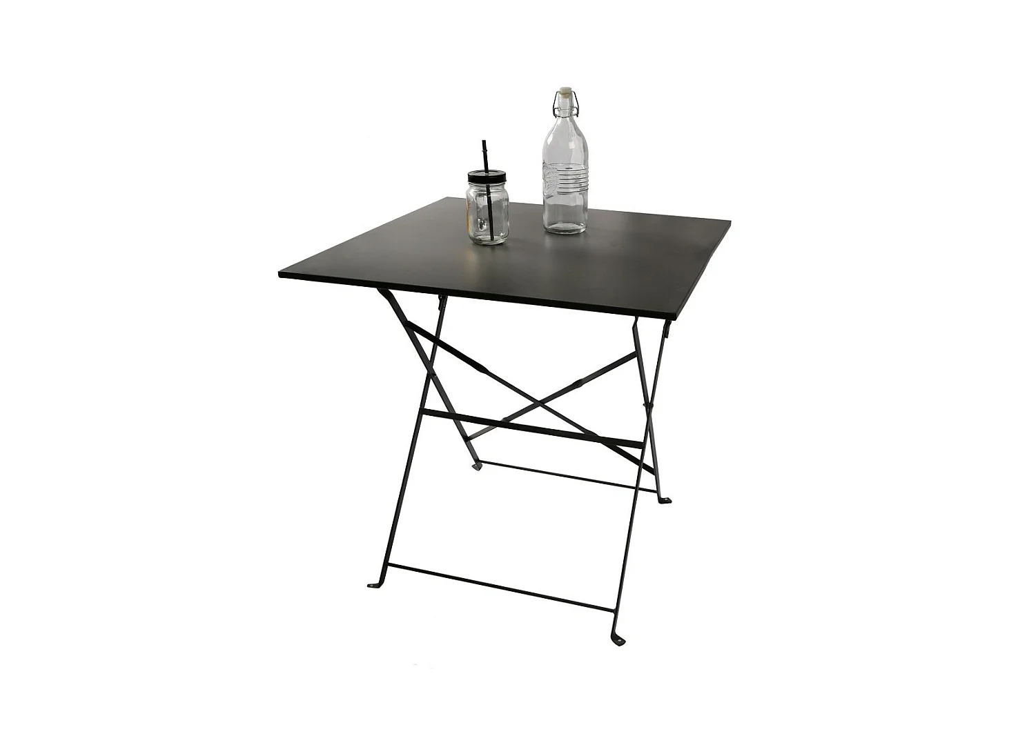 Table de jardin carrée pliable – 70x70x70 cm – Métal gris – Pratique et résistante