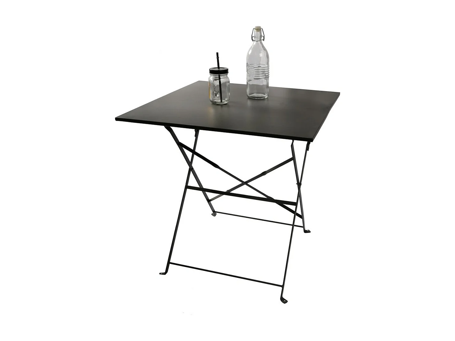 Vierkante opklapbare tuintafel – 70x70x70 cm – Grijs metaal – Praktisch en duurzaam