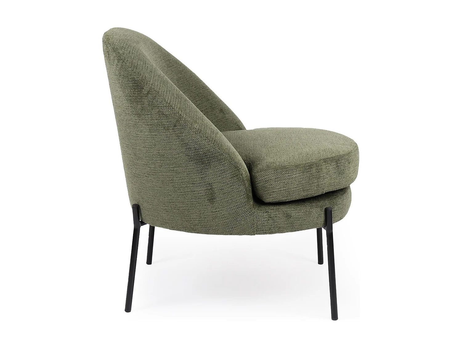 Fauteuil moderne au dossier arrondi Thiago Tissu Vert Kaki