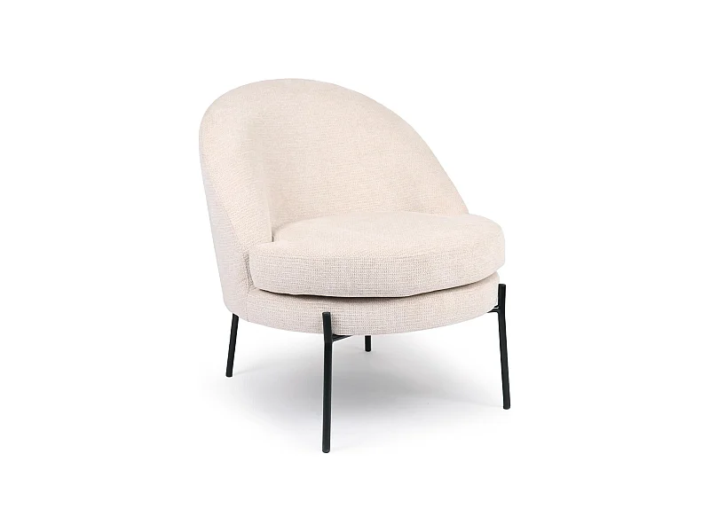 Fauteuil moderne au dossier arrondi Thiago Tissu Beige