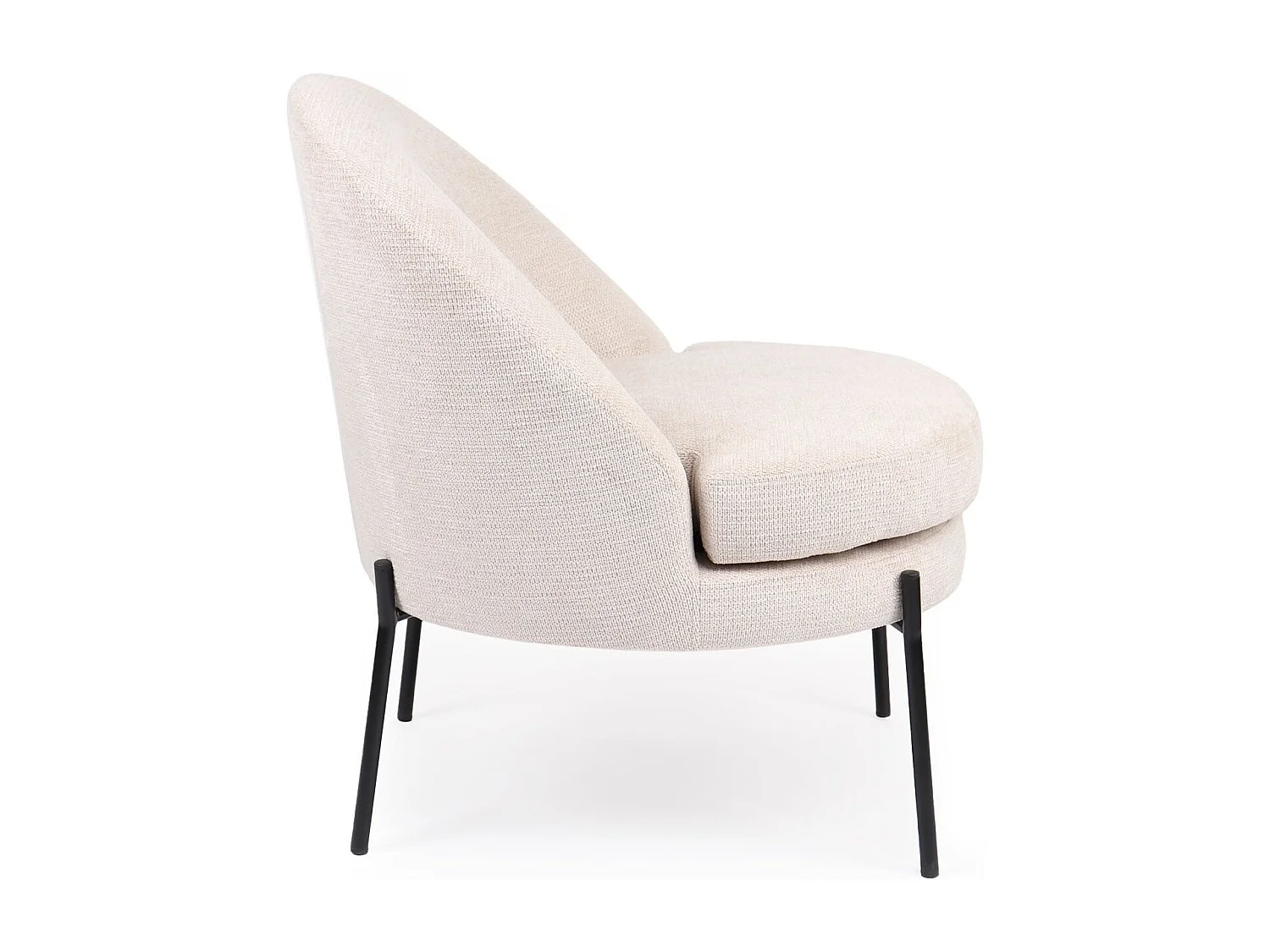 Fauteuil moderne au dossier arrondi Thiago Tissu Beige