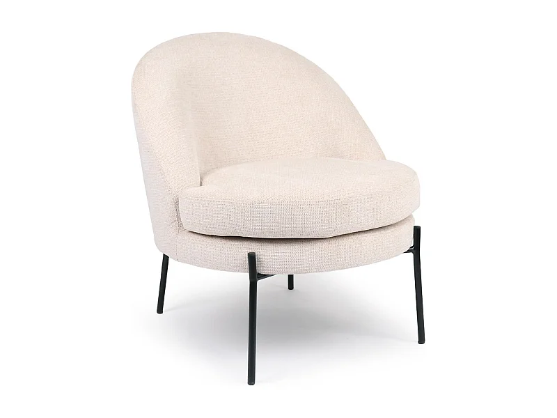 Fauteuil moderne au dossier arrondi Thiago Tissu Beige