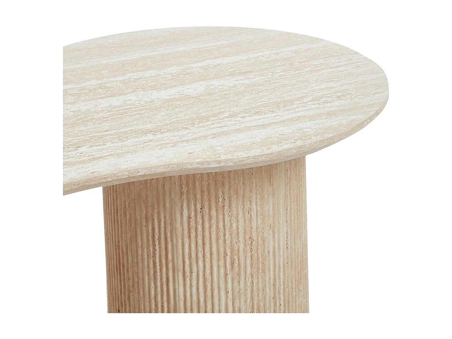 Table basse moderne 70x130cm avec pieds style colonnes Gwendoline Effet travertin Beige