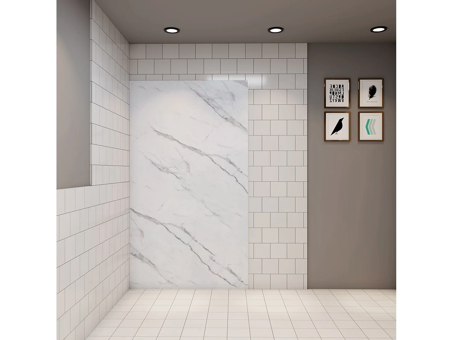 AICA panneau mural de douche L80 x H210 cm effet marbre en aluminium,Hydrofuge et Imputrescible