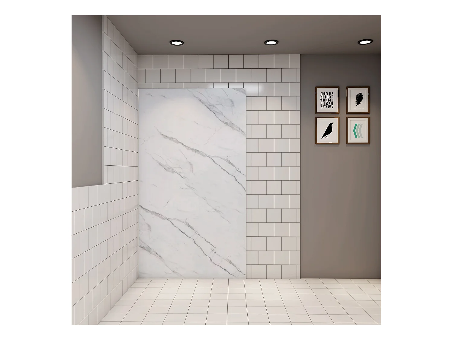 AICA panneau mural de douche L80 x H210 cm effet marbre en aluminium,Hydrofuge et Imputrescible