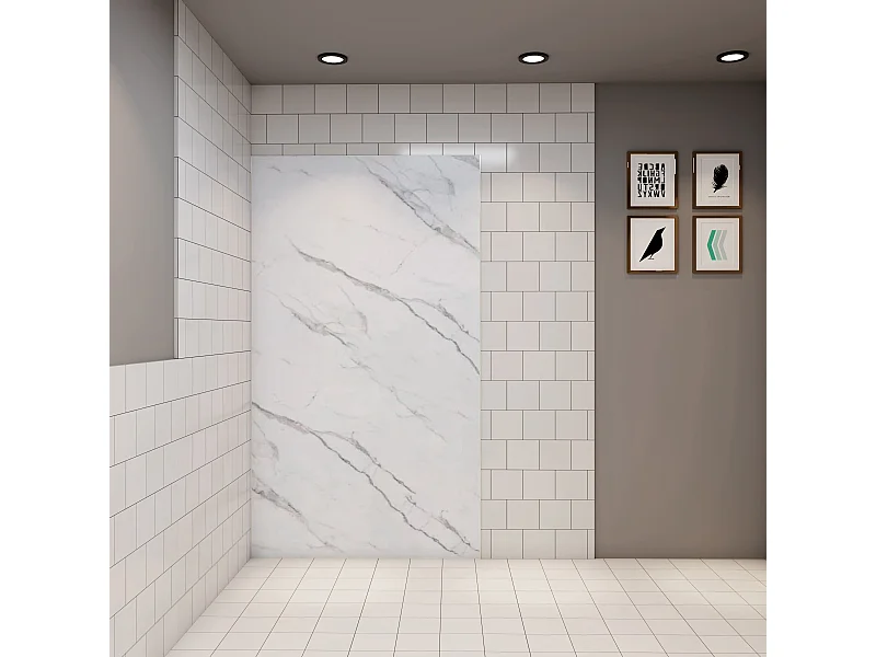 AICA panneau mural de douche L90 x H210 cm effet marbre en aluminium,Hydrofuge et Imputrescible