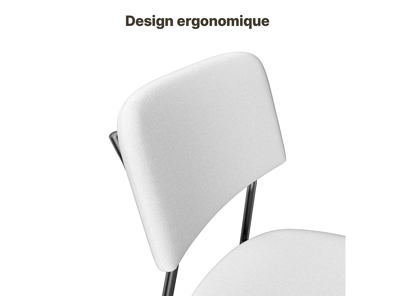 Bealife Ensemble de 4 Chaises avec Coussin – Cadre Métallique, Dossier, Blanc