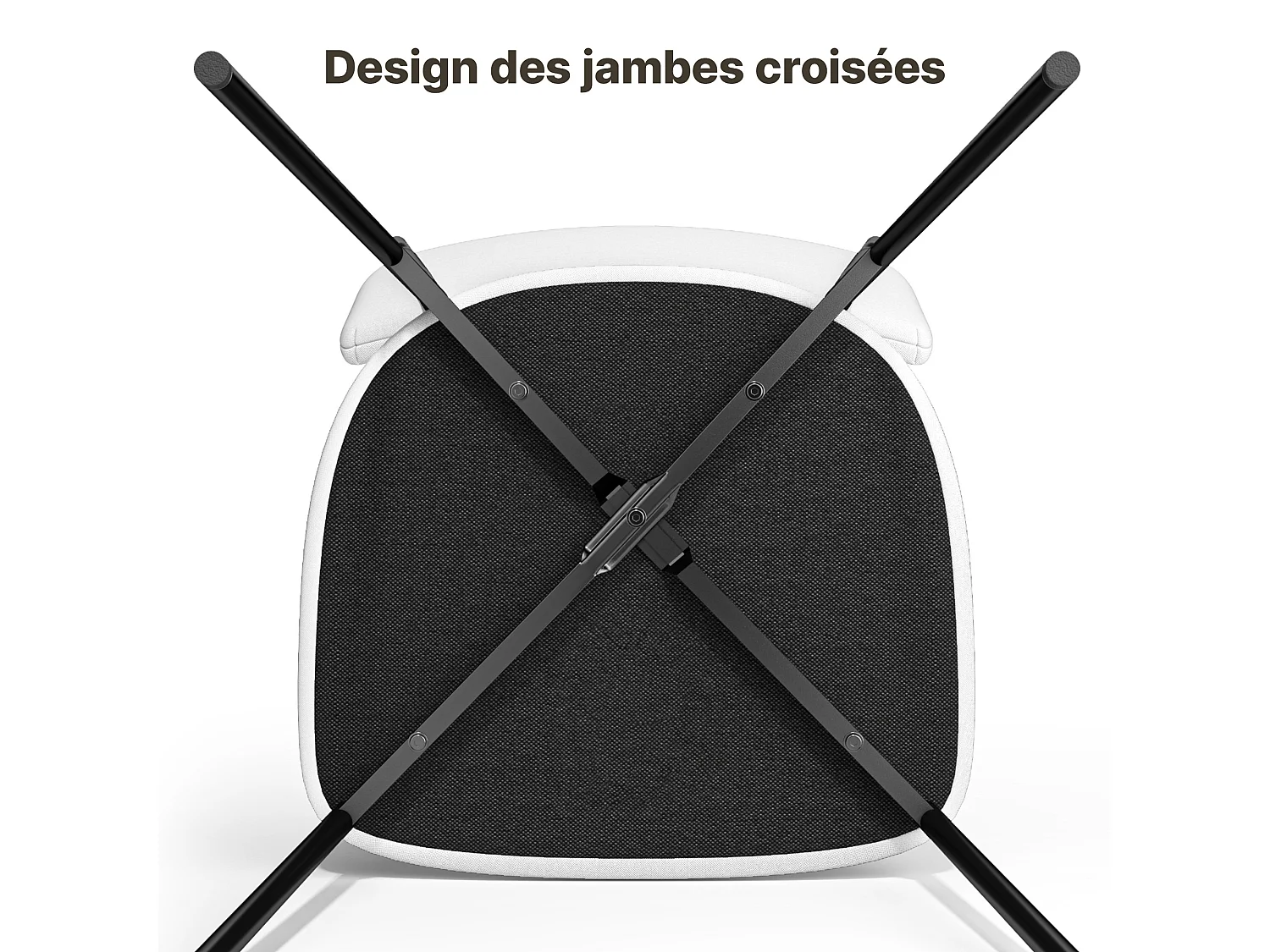 Bealife Ensemble de 4 Chaises avec Coussin – Cadre Métallique, Dossier, Blanc