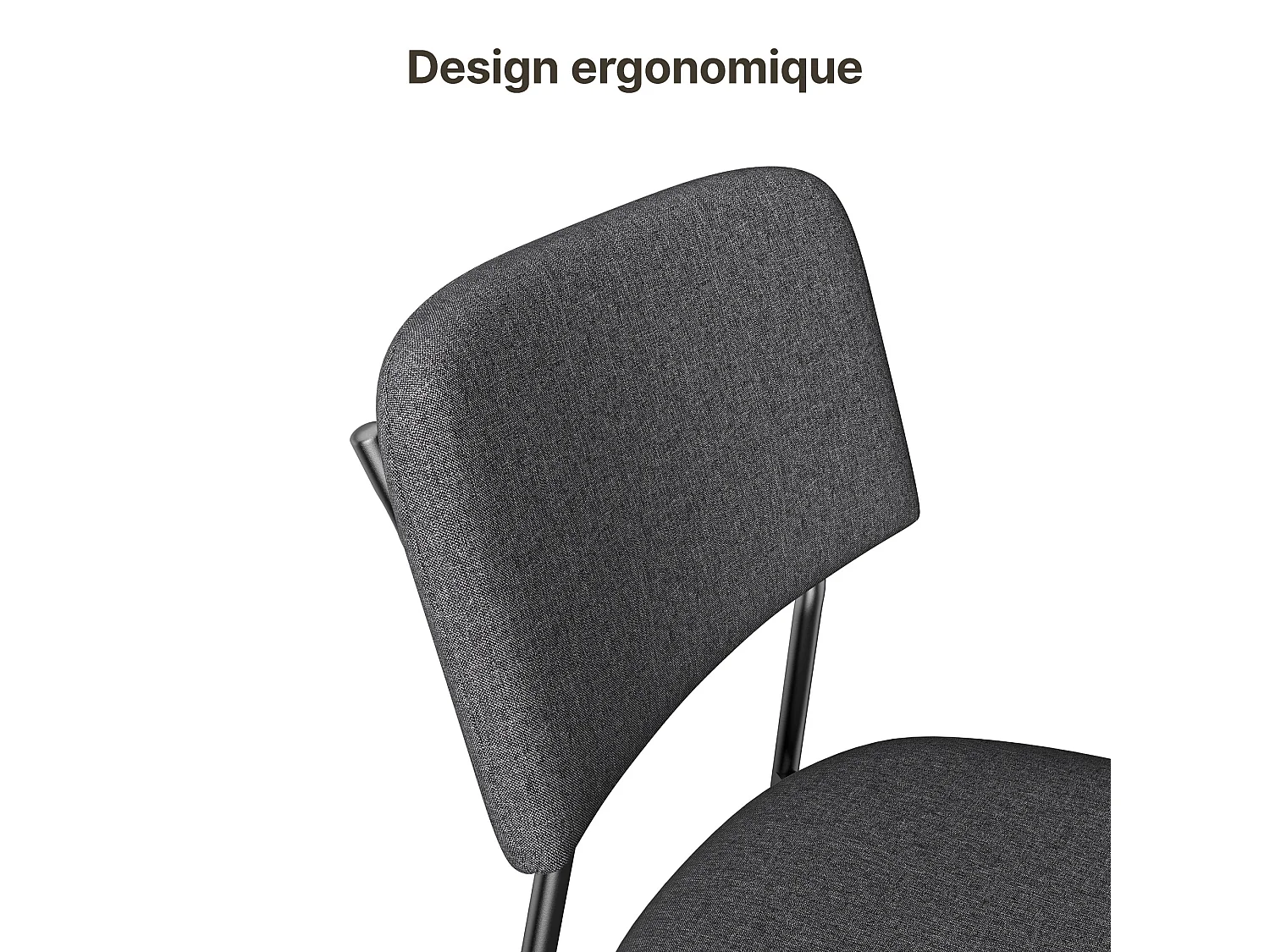 Bealife Ensemble de 4 Chaises avec Coussin – Cadre Métallique, Dossier, Gris Foncé