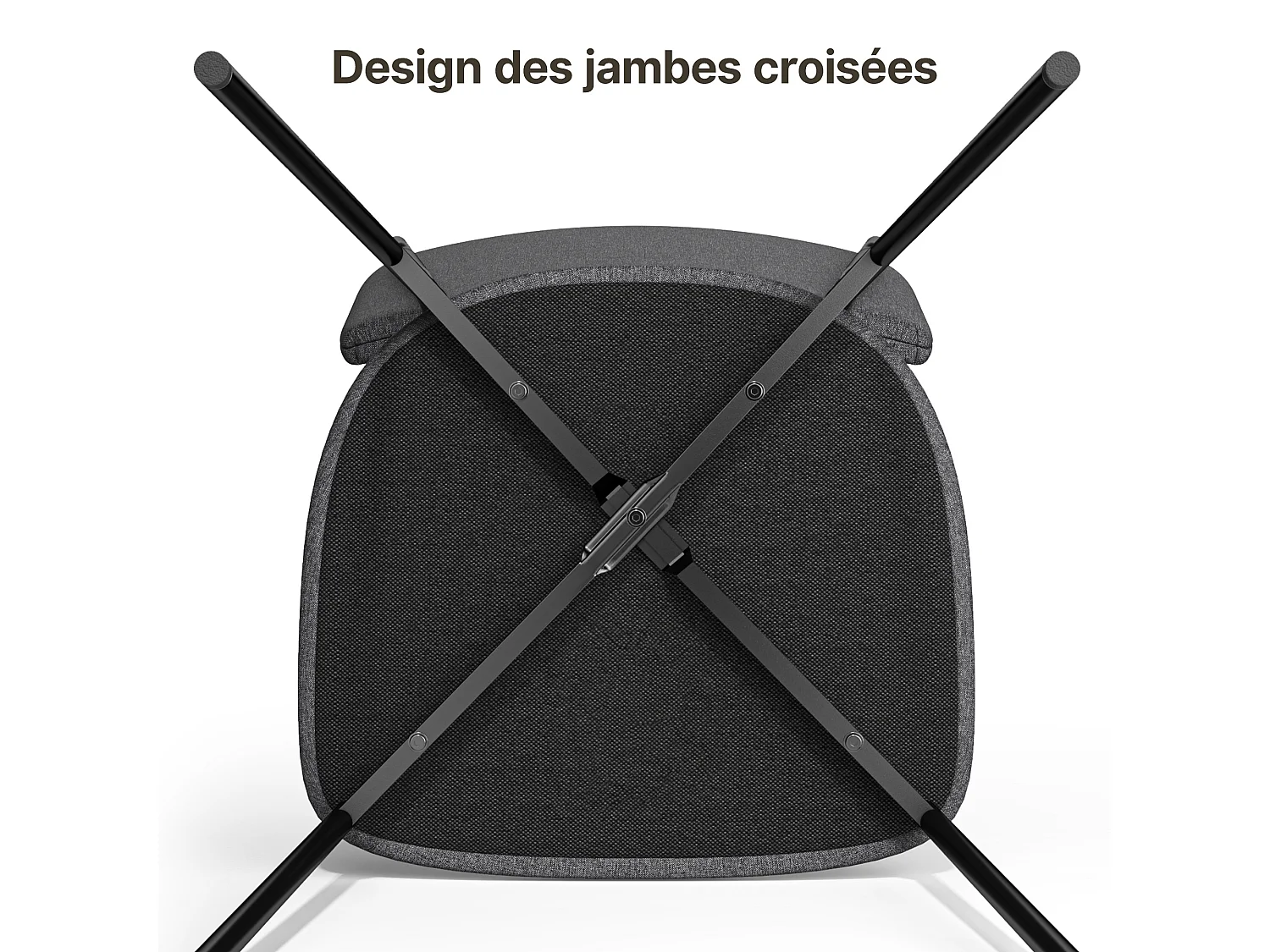 Bealife Ensemble de 4 Chaises avec Coussin – Cadre Métallique, Dossier, Gris Foncé