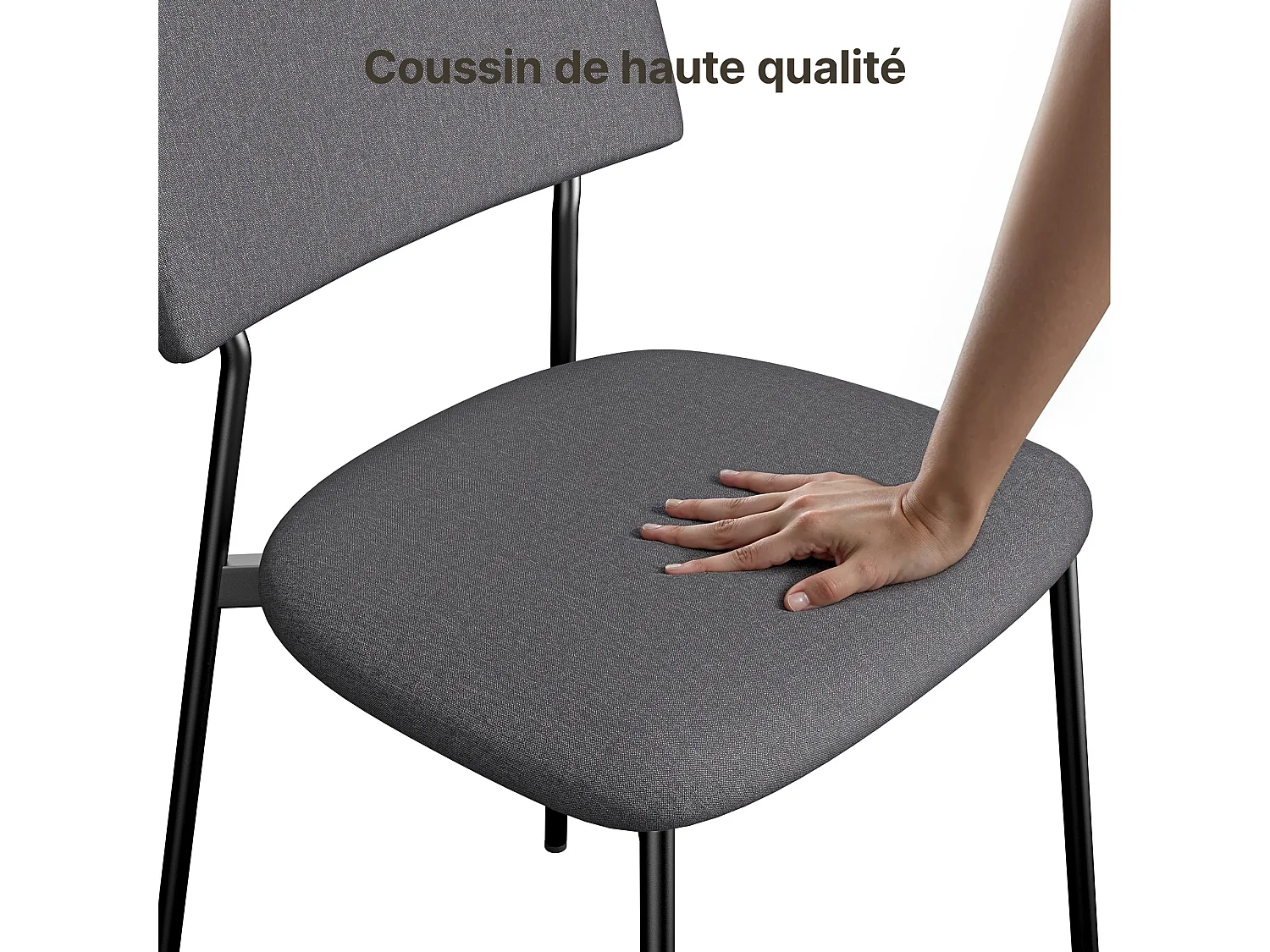 Bealife Ensemble de 4 Chaises avec Coussin – Cadre Métallique, Dossier, Gris Foncé