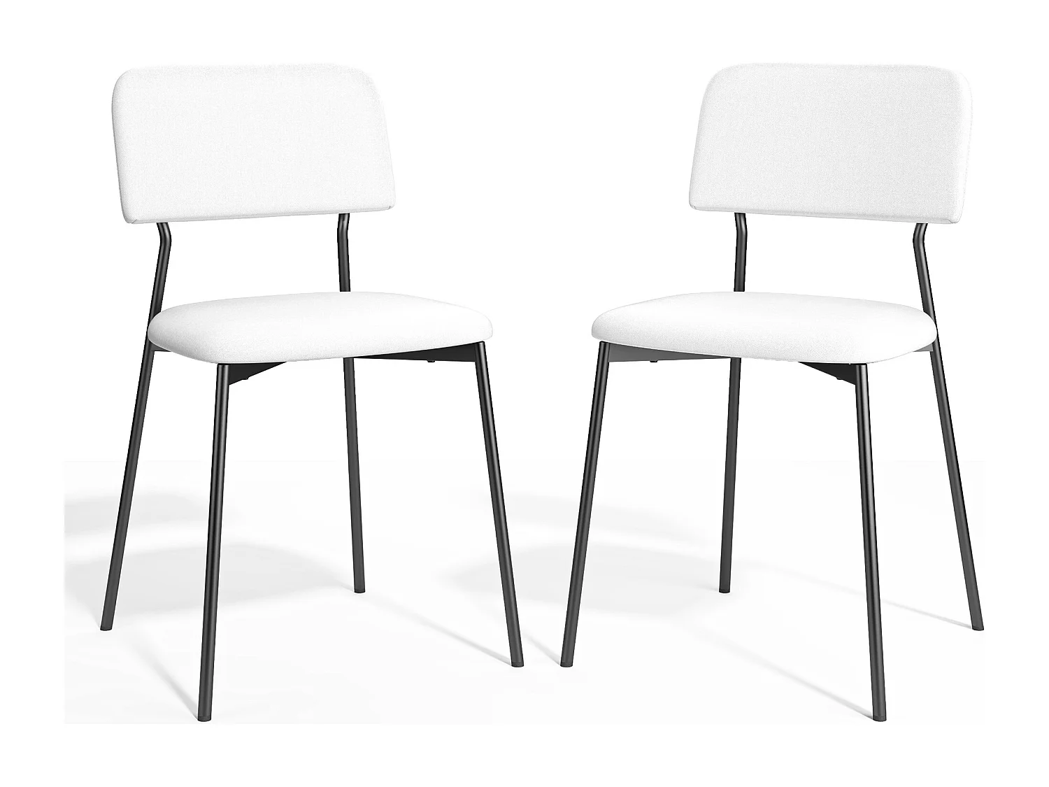 Bealife Ensemble de 2 Chaises avec Coussin – Cadre Métallique, Dossier, Blanc