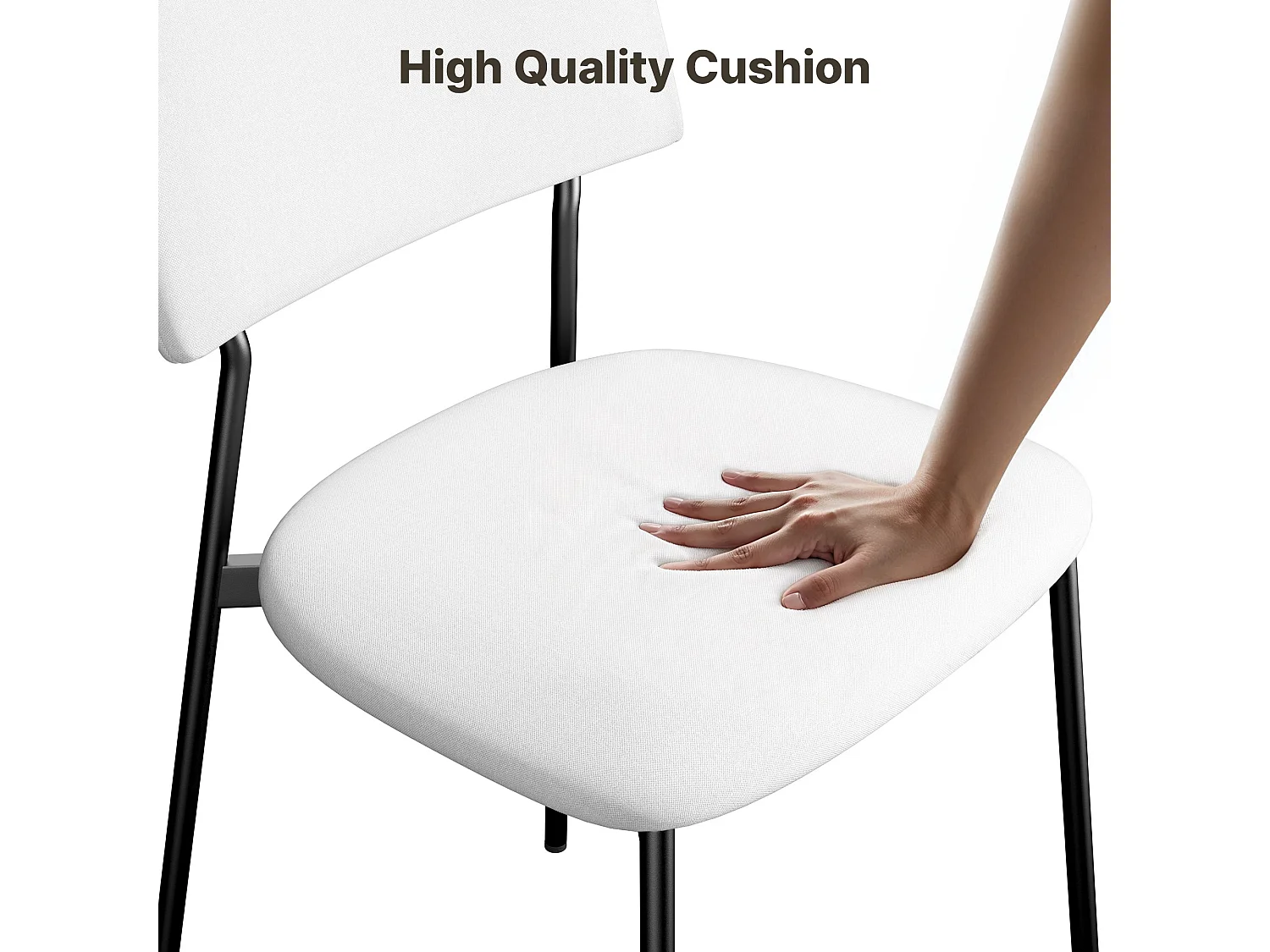 Bealife Ensemble de 2 Chaises avec Coussin – Cadre Métallique, Dossier, Blanc