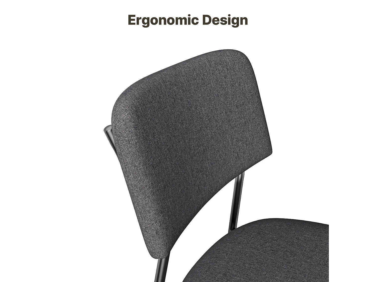 Bealife Set van 2 stoelen met kussen – Metalen frame, Rugleuning, Donkergrijs