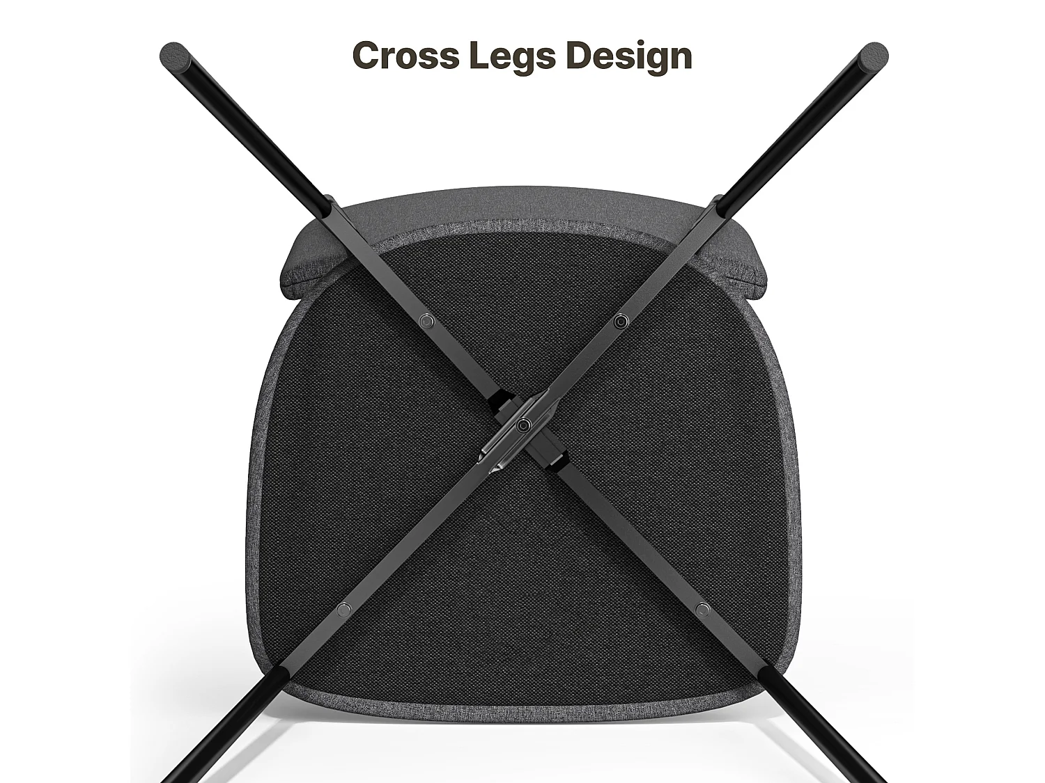 Bealife Set van 2 stoelen met kussen – Metalen frame, Rugleuning, Donkergrijs