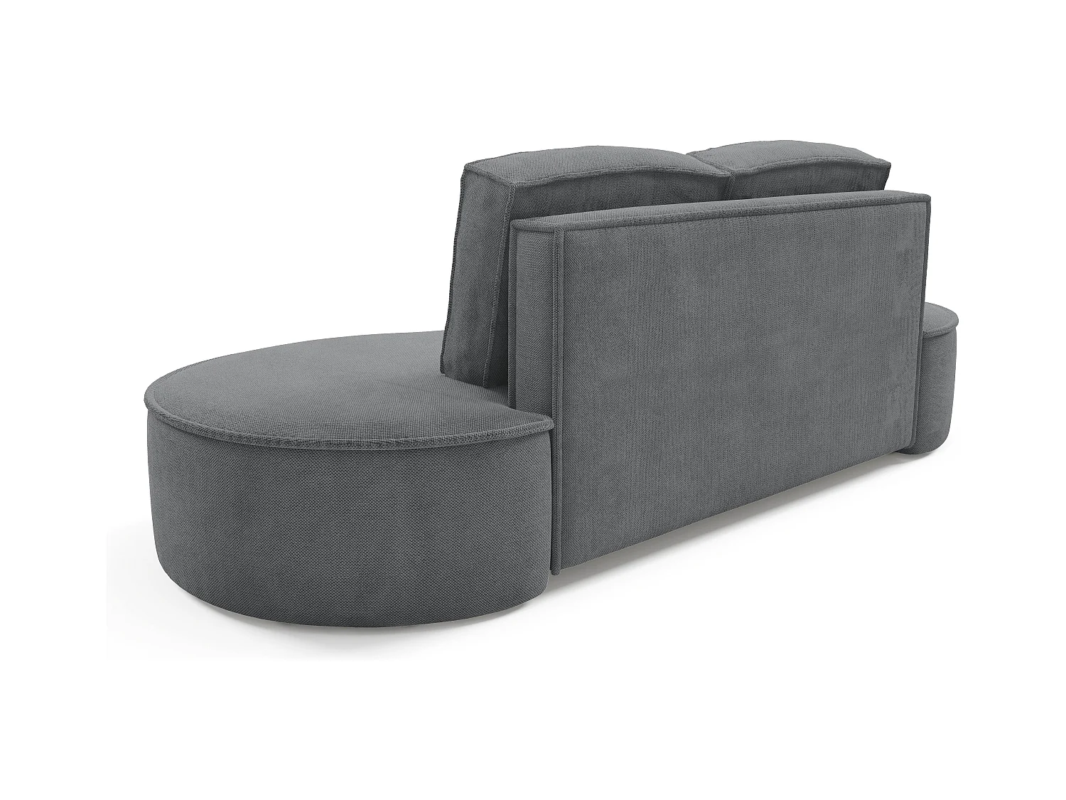 Sofa MOLLY – Design autoportant, forme arrondie, 2 coussins de dossier amovibles, tissu Curio, 234x101x88 cm, couleur gris