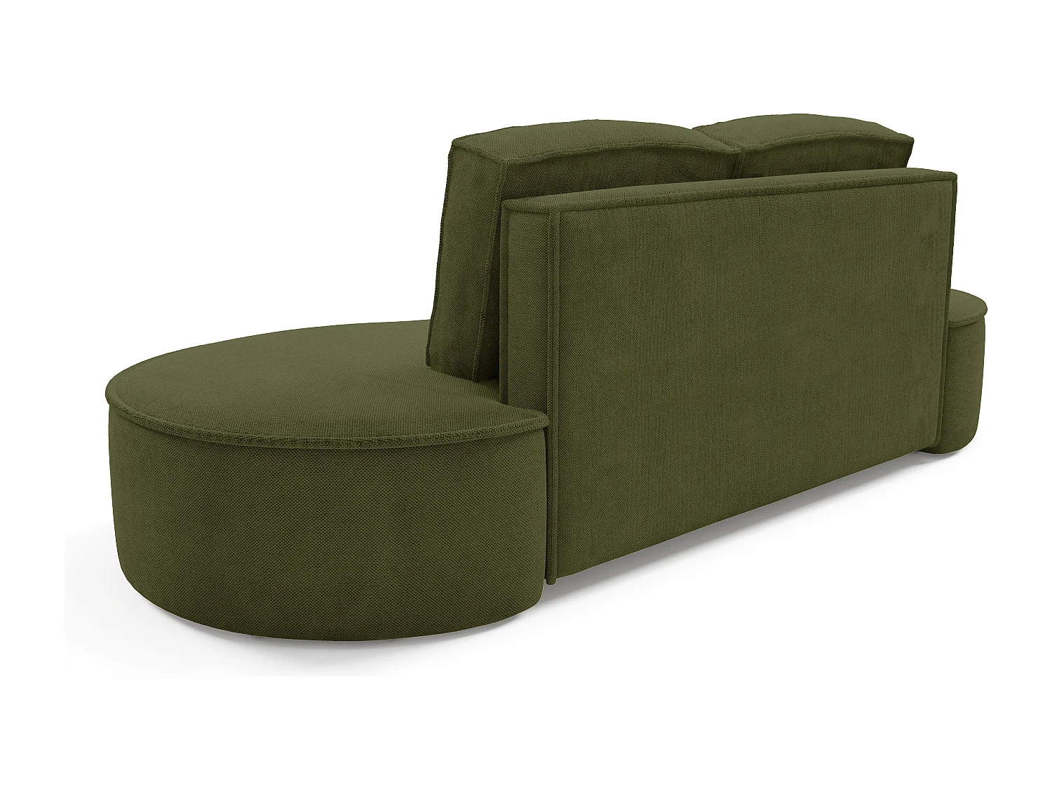 Sofa MOLLY – Halfrond vrijstaand design, 2 afneembare rugkussens, Curio-stof, afm. 234x101x88 cm, kleur: Groen