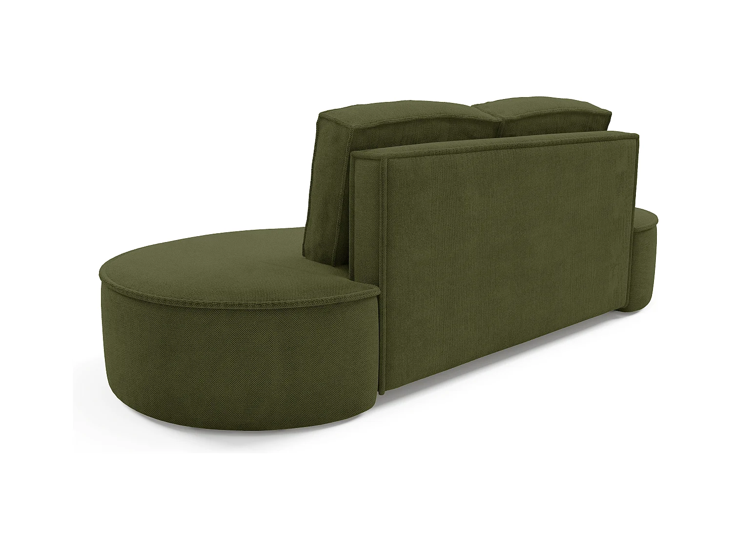 Sofa Molly – Freistehendes Halbrunde Ausführung Designsofa mit zwei eleganten abnehmbaren RückenKissen Curio Stoff Größe: 234x101x88 cm Farbe: Grün